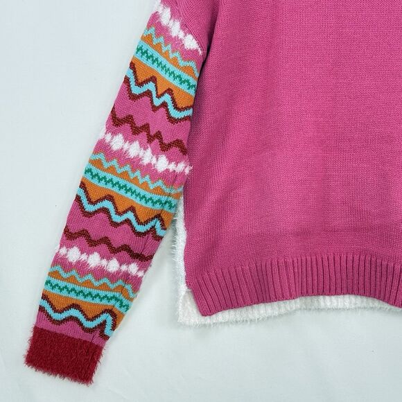 Hooked Up Embellished Ugly Christmas Sweater Pink Multicolor Size M - Picture 15 of 16